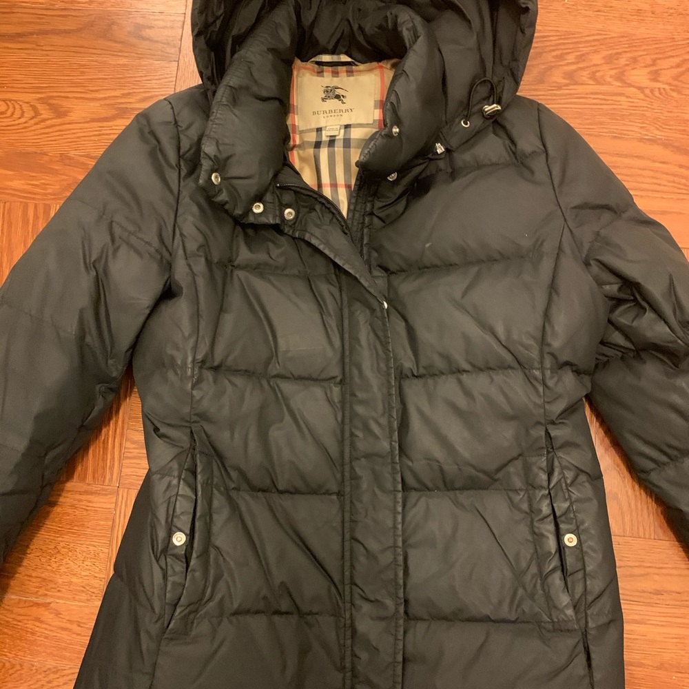 Burberry coat. Super warm for the winter!